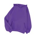 thumbnail image 4 of ATOYSOY Women's Crew Neck Sweatshirts Outwear 2 Pack Loose Hoodie Tops Long Sleeve Tees Drawstring Fall Winter Casual Shirts Solid Color Pullover with Pockets Purple XL, 4 of 5