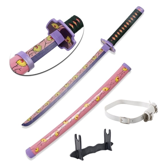 31 inches Bamboo Wooden Anime Sword Kokushibou with Belt and Holder Stand