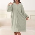 thumbnail image 6 of QINGFSAP Womens Hooded Bathrobe Long Sleeve Snap Button Front Quick Dry Absorbent Lounge Wear, 6 of 7