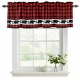 thumbnail image 2 of Red Black Plaid Valances for Windows, Country Vintage Bear Buffalo Gingham Light Filtering Kitchen Curtains, Rod Pocket Window Valance Curtains for Living Room Bedroom, 54" W x 18" L, 2 Panels, 2 of 9