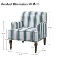 thumbnail image 2 of PIA RICCO Stripe Accent Chair Upholstered Armchair with Wood Legs Comfy Single Sofa for Living Room, Dark Blue, 2 of 5