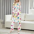 thumbnail image 2 of Tnhcen Women's Carnival Print Button Front Turn - Down Collar Long Sleeve Full Length Pajama Set 95% Polyester 5% Spandex Soft Stretchy Sleepwear Loungewear for Women S - 2XL, 2 of 9