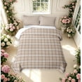 thumbnail image 2 of Manfei Classic Plaid Twin Quilt Set,Vintage Check Twin Coverlet Set,Beige Brown,2-Piece,1 Bedspread and 1 Pillowcase, 2 of 7