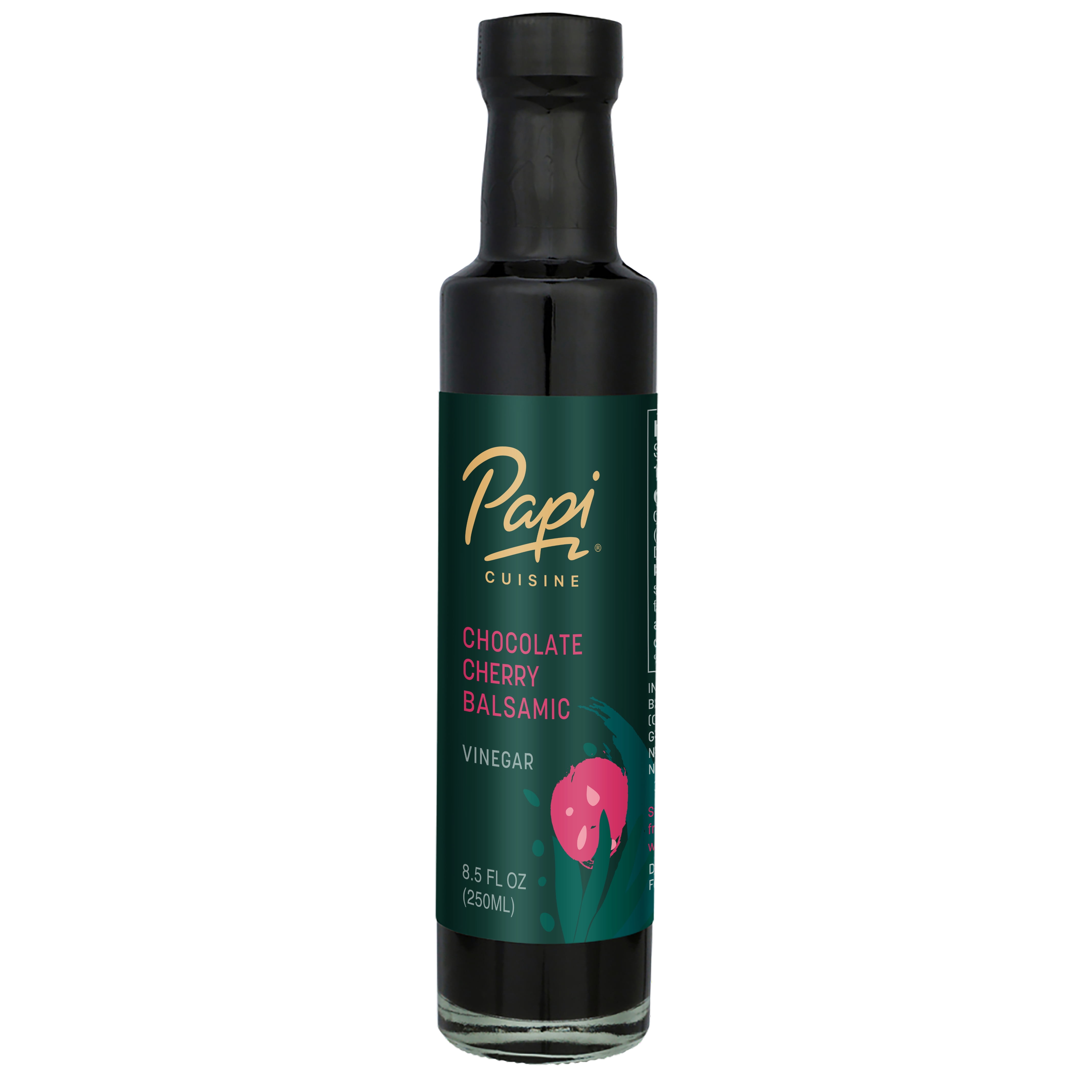 Papi Cuisine Chocolate Cherry Balsamic Vinegar, 8.5 oz Bottle