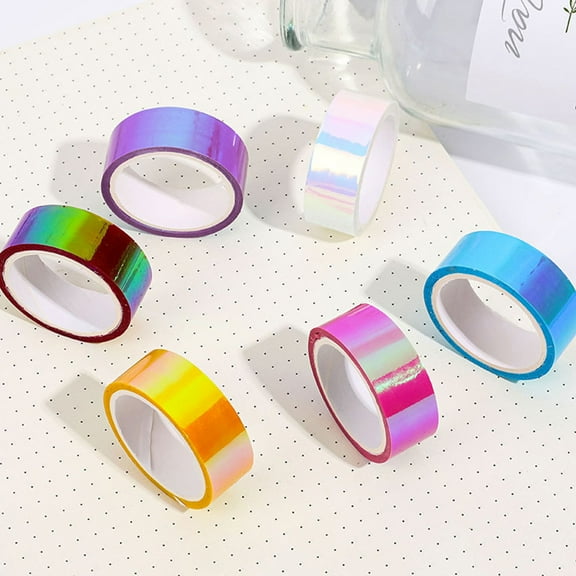 GOOHOCHY  12 Rolls Holographic Colored Waterproof Handbook Tape
