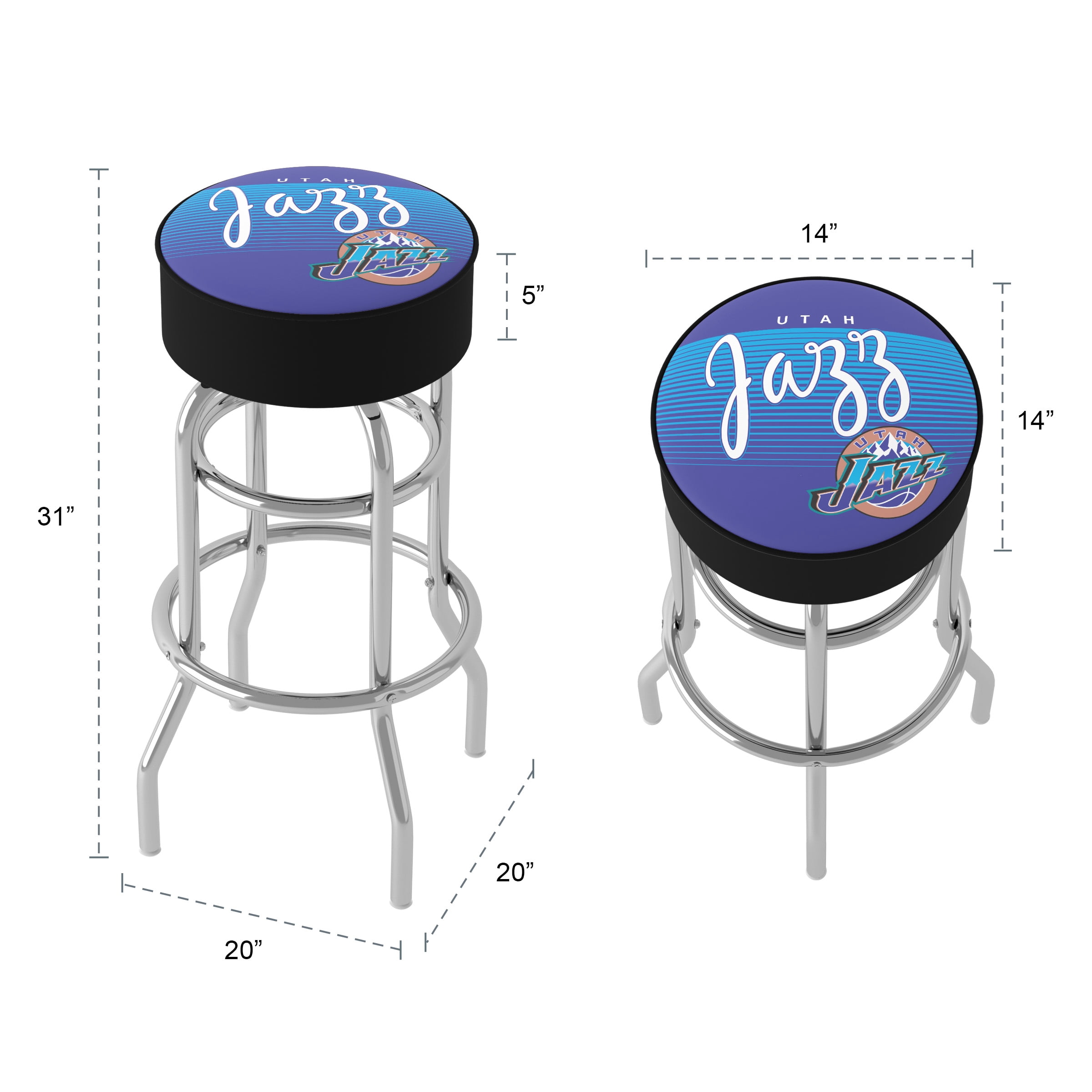 Trademark Gameroom Utah Jazz Hardwood Classics Bar Stool with Padded Seat