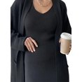 thumbnail image 3 of Women'S 2 Piece Sets Knitted Fall Outfits Long Open Front Cardigan Casual Sweater and Elegant Skirt Set Black One size, 3 of 8