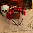 thumbnail image 2 of Dark Elegance Hairband Festive Halloween Hair Accessories Rose Mesh Headband Flower Crown Headpiece Day of Dead for Women (Black), 2 of 6