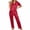 Red, variant on Enjoytime Pajamas for Women 2 Piece Short Sleeve Button Down Shirts Pants Sleepwear Solid Color Comfy Soft Plus Size Lounge Set