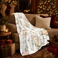 thumbnail image 3 of Soft Pink Rose Bouquets With Green Foliage, Cozy Flannel Blanket with Romantic Floral Watercolor Print, Housewarming Gift for Rose Garden Enthusiasts, Home Decor for Bedroom and Living Room, 3 of 7