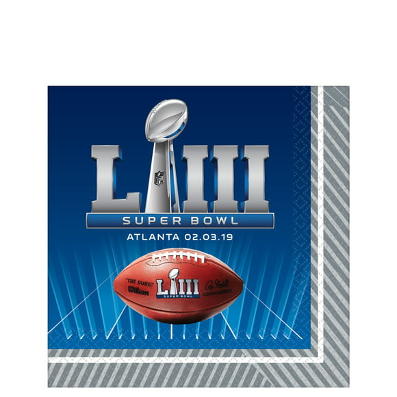 2019 Super Bowl LIII 53 Football Party Square Paper Luncheon Napkins, 16 CT, 13in