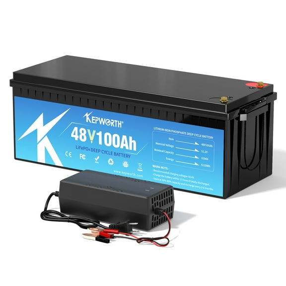 KEPWORTH 48V LiFePO4 Battery 100Ah, Lithium Batteries with 150A BMS, Rechargeable Deep Cycle, widely used for Trolling Motor, Marine, Camper, RV, Solar Power, Off Grid, Lawn Mower