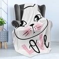 thumbnail image 4 of Cat Soft Flannel Fleece Throw Blanket, Love Typography with an Outline Drawing of a Kitten Portrait Print, Cozy Plush for Indoor and Outdoor Use, 60" x 80", Pale Pink Dark Grey, by Ambesonne, 4 of 5