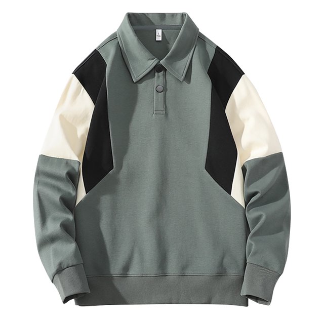 cfhntfmh Oversized Sweatshirt for Men Plus Size Loose Long Sleeve Buttons Collared Pullover Shirts Casual Color Block Tops