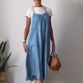 thumbnail image 5 of JBXKXYW Dresses for Women Women's Spring and Summer Casual Cotton and Linen Suspenders Dress Dresses Sundress Sun Dress (Blue,XXL), 5 of 6