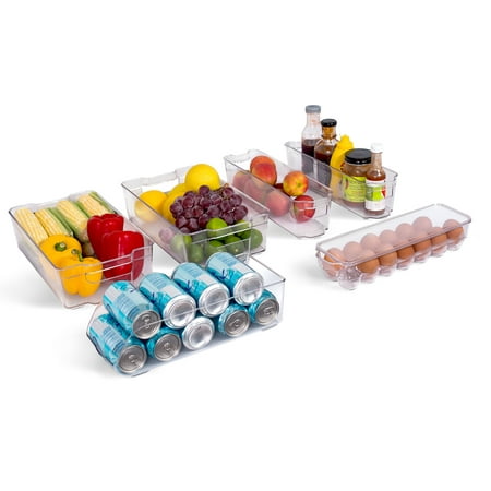 Internet's Best Kitchen Refrigerator Organizer Bins Set | Freezer Fridge Pantry Stacking Storage Containers | Clear Acrylic Holders | Holds Eggs, Soda, Fruit & Vegetables 6pc Refrigerator Organizer