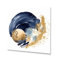 thumbnail image 2 of Designart "Abstract Circle Texture in Dark Blue and Gold VI" Modern Geometric Metal Art Print, 2 of 5