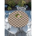 thumbnail image 6 of Round Fitted Tablecloth with Elastic Edge, Brown Moroccon Waterproof Table Cloth Table Cover for 36"-44" Tables, Retro Country Minimalist Abstract Motifs Tablecloths for Dining Picnic Party Outdoor, 6 of 9