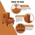 thumbnail image 6 of Shanna 2-Piece Wingback Chair Slipcover, Stretch Velvet Soft Wing Chair Slipcover with T-Coushion Cover (Orange), 6 of 9