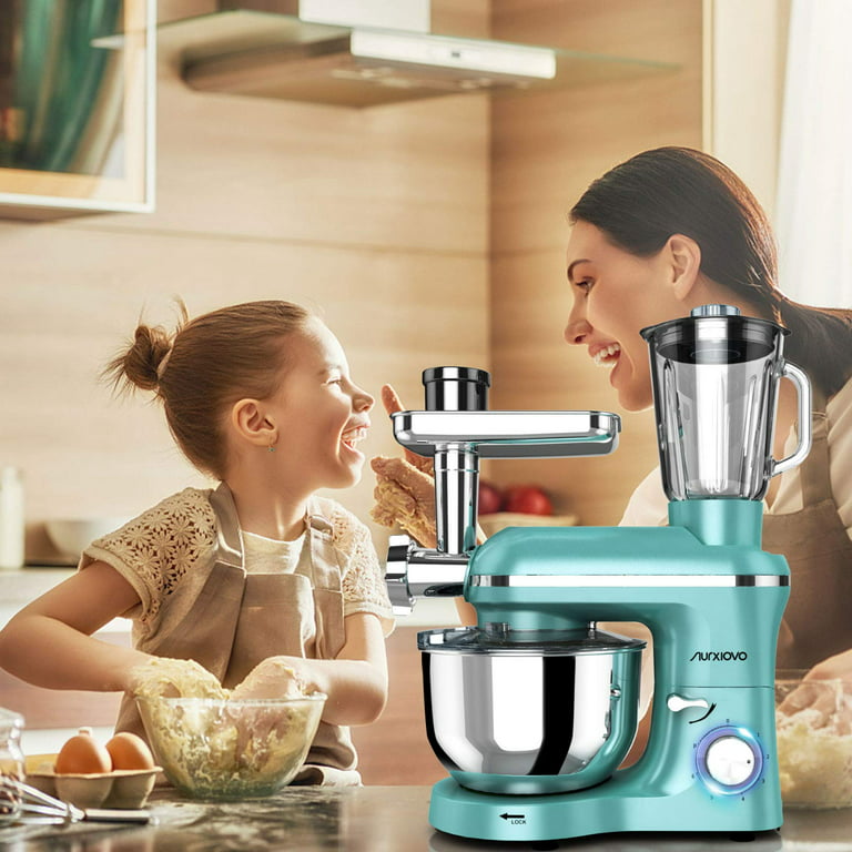 Nurxiovo 3 in 1 850w Stand Mixer Tilt-Head Kitchen Food Mixer, 6 Speed with  Pulse Electric Mixer, Multifunction Standing Mixers, Meat Blender and Juice  Extracter (Mint Green) 