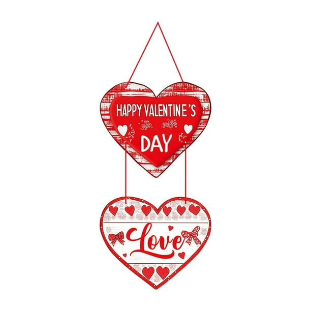 Letrero colgante de feliz día de San Valentín con forma de corazón para aniversario, decoraciones para el día de San Valentín. Estilo C