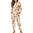 thumbnail image 3 of HELLHERO Thanksgiving Sleepwear fo Women Pumpkin Printed Fall Pajama Crewneck Pjs Set Maple Leaves Printed Nightwear Long Sleeve Tops Jogger Pants Pajama Sets, S, 3 of 5