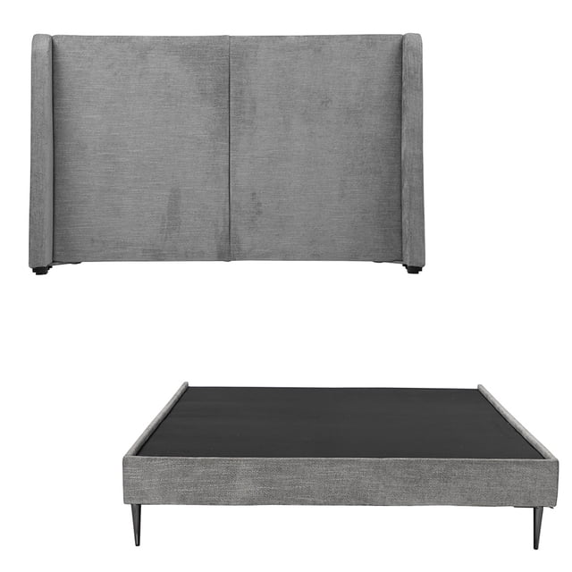 Box Base Cama Slim Individual + Cabecera Milán Gris oscuro