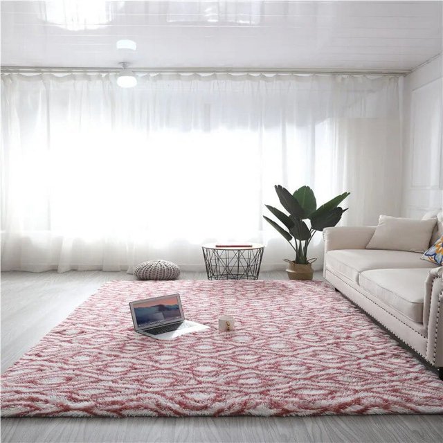 Alfombra con patrón de lana de seda Tie dye, sala de estar, dormitorio, cojín de cabecera, pelo largo, grosor lavable de 4cm