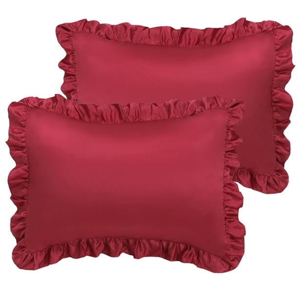 PiccoCasa Silky Satin Boudoir Pillow Shams 2pcs 12x16 inch + 3 inch