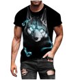 thumbnail image 2 of ICHUANYI Clearance Men Short-Sleeved Printed Color Buttons Fashion Cardigan Casual T-Shirt Tops(Black, M) Ichuanyi Ichuanyi, 2 of 4