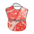 thumbnail image 2 of Bingfone Mess-Proof Baby Bib - Waterproof Bib For Baby Boy Or Girl With Food Catcher Pocket, Unisex-Beef Steaks, 2 of 8