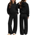 thumbnail image 2 of LvhaoGJOB Big Kids Boys Hoodie and Pants Outfit Set, Black - fleece fabric, ready for print, 2 of 7