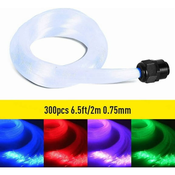 GIDEALED Fiber Optic Cable 10 ft (approx. 3.0 m) 300 pcs 0.03 inch (0.75 mm) Plastic End Luminous Fiber Optic Cable, suitable for Starry Sky Ceiling Fiber Optic Lights and any Light Engine Drive