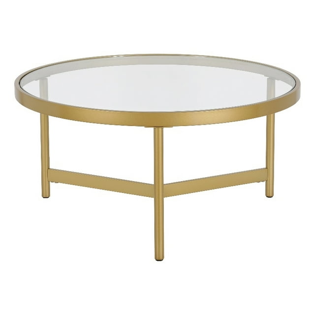 Henn&Hart Table Basse Moderne en Métal/verre 32" en Finition Laiton