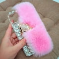 thumbnail image 4 of Compatible with iPhone 15 Pro Max Plush Furry Case with Luxury Bling Diamond Rhinestones Cute 3D Fox Head Women Girls Winter Warm Shockproof Protective Cover, Pink, 4 of 13