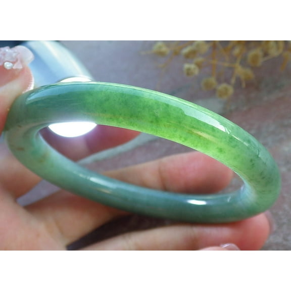 Green Natural A JADE Jadeite Circle Bangle Bracelet 55 mm 681430 TN