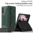 thumbnail image 2 of for Samsung Galaxy Z Fold 3 Case, Flip Wallet Card Slots, Removable S-Pen Holder Bracket Slot Stand Retro PU Leather Z Fold 3 Phone Case,Durable for Galaxy Z Fold 3 5G Case (Litchi, Samsung Z Fold3), 2 of 11