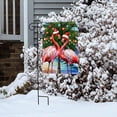 thumbnail image 2 of Christmas in Paradise Flamingo Garden Flag Tropical Beach Holiday, 2 of 3