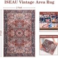 thumbnail image 2 of Indoor Entryway 2x3 Vintage Rug - Small Machine Washable Area Rug with Non-Slip Backing, Low Pile Throw Rugs for Door, Entrance, Kids Room, Bedside, Bedroom, Kitchen Brick Red 2ft x 3ft, 2 of 5