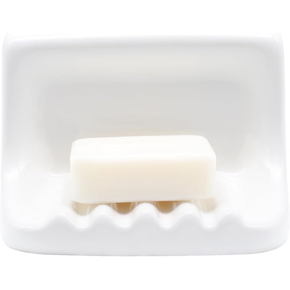 White Vintage Mounted Ceramic Soap Dish for Shower Wall,Retro Ceramic Soap Holder Porcelain Soap Dish Holder Tray for Home Bathtub Bathroom Sink Shower Wall Easy to Clean Keep Soap Dish Dry