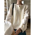 thumbnail image 1 of QWEEEK Kawaii Japanese Shirt Women Solid Color Elegant Youthful Sweet Blouse Lace Up Casual Long Sleeve Cute Clothes Autumn, 1 of 5
