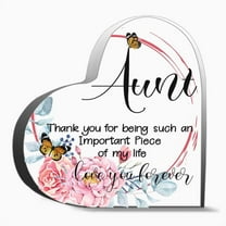 Mothers Day Gifts For Aunt From Niece Nephew Best Aunt Ever Gifts Engraved Acrylic Aunt Plaque Gifts Unique Acrylic Heart Shaped Plaque Desk Decorations Present Gifts 3.9X3.9In