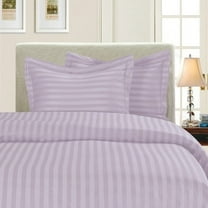 3-Piece Striped Duvet Cover Set, 1500 Thread Count, Button Closure - Cooling, Breathable Material- Wrinkle, Fade, Stain Resistant, King/California King, Lilac
