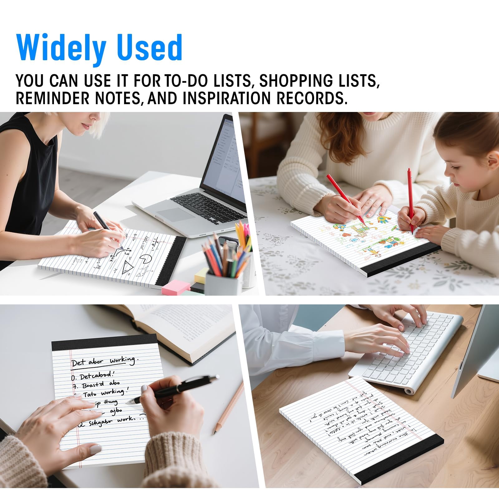 12pcs Legal Pads 8.5 X 11  Notepads 8.5 11 College Ruled Notebook Writing Of Paper White Note Memo Pad Papers Perforate Narrow Line 30 Sheets/pack