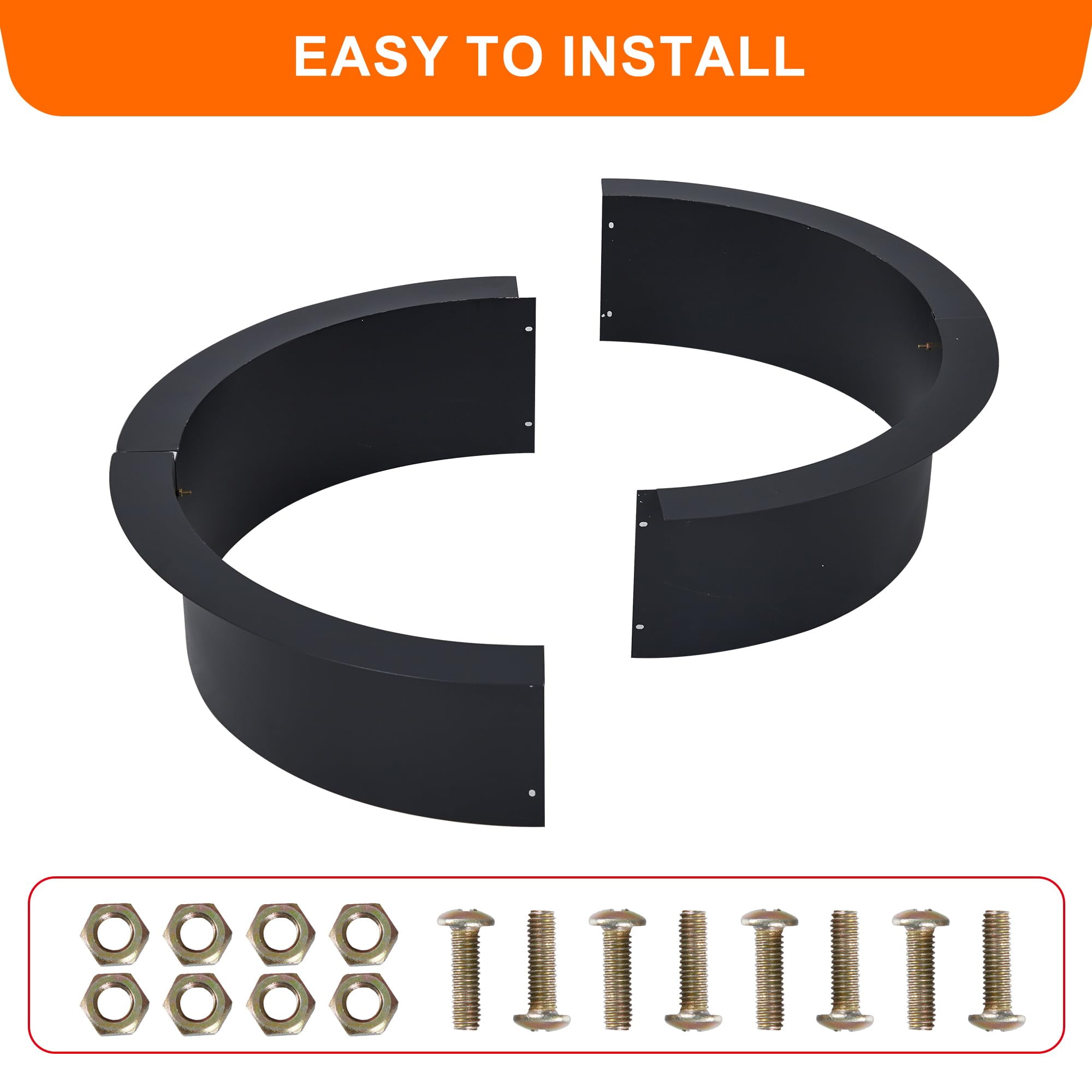 Huisuilinss Fire Pit Ring,Outdoor 2.5MM Steel Firepit Ring Large Bonfire Fire Pit Insert Round,Above In-Ground Fire Pit,Heavy Duty Matel Steel Campfire Ring for Garden,Yard,Patio,Camping