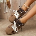thumbnail image 5 of SCHUHLAND Women's Leopard Mix Color Lace-Up Sneakers, Round Toe, Low Heel, Soft Sole Casual Shoes, Brown, Size 36-43, 5 of 16