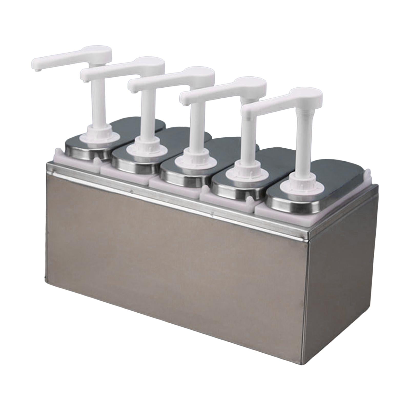 Fiocias Condiment Pump Dispenser 1.4L Detachable Hand Press Syrups Salad Dispensing Tool Five head