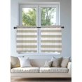thumbnail image 4 of Beige Stripes Sheer Kitchen Tier Curtains 36 Inch length, Rod Pocket Half Curtains Short Drapes, Simple Beige White Texture Light Filtering Chiffon Small Window Treatments 2 Panels 27.5"W x 36"L, 4 of 7