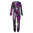 thumbnail image 5 of Two Piece Sets for Women Print Crew Neck Long Sleeve Casual Loose Drawstring Pant Lounge Set with Pockets, 5 of 5