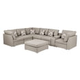thumbnail image 3 of Miekor Furniture Amira 131.5" Beige Fabric Reversible Modular Sectional Sofa with USB Console and Ottoman W5U615, 3 of 6